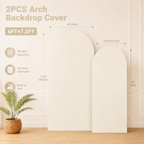 Ivory Arch Cover 7.2 and 6ft Spandex Wedding Arch Backdrop Cover Set of 2 - Image 5