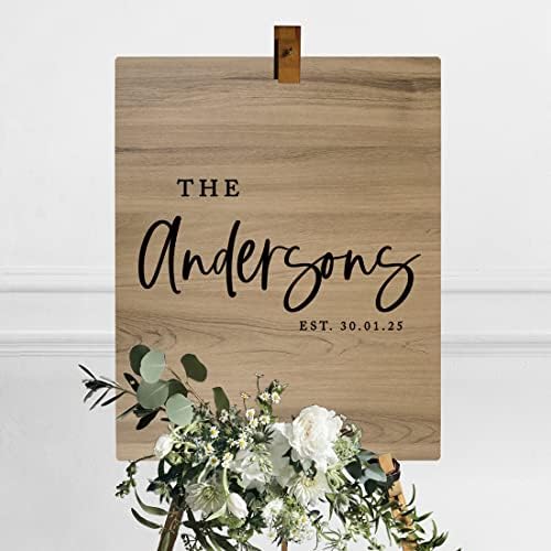 Andaz Press Large Wooden Welcome Sign for Wedding Rustic Welcome Sign 16" x 20" Custom Last Name & EST. Date Fall Wedding Signage English Oak MDF Wood Finish Wedding Reception Indoor Outdoor Signs - Image 3