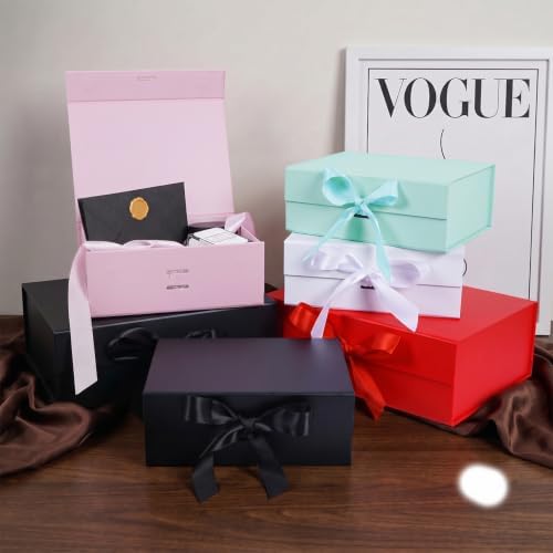 Aimyoo 5 Pack Light Blue Gift Box with Ribbon, 11.5x8.6x4.1 inch Groomsman Proposal Box for Presents with Magnetic Closure Lids, Rectangle Collapsible Luxury Box for Wedding, Christmas, Birthday - Image 6