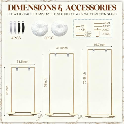 Gold Wedding Welcome Sign Stand Display Easel Stand - Image 5