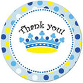 40 Stickers Prince Yellow Blue Polka Dots Thank You Party Favor Label Baby Boy Shower Birthday Gift Label by Unknown