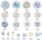 Artificial Flower Combo Box, Blue White Roses & Dahlias with Stems - Image 7