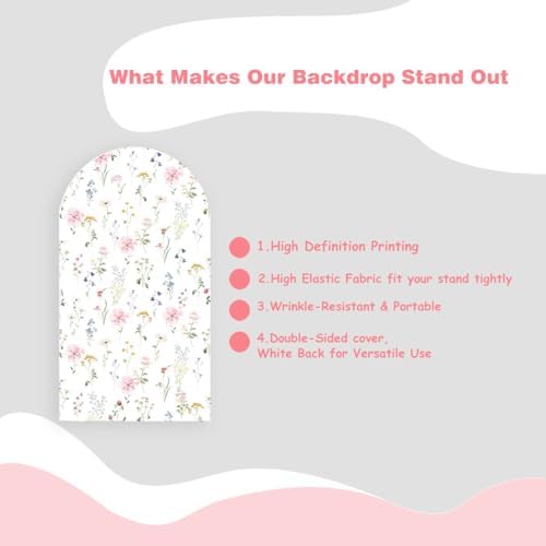 Little Wildflower on the Way Arch Backdrop Cover 7.2ft Baby Shower Party - Image 6