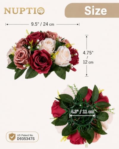 NUPTIO Artificial Flower Centrepieces for Tables: Fake Rose Balls, 10 Pcs - Image 5