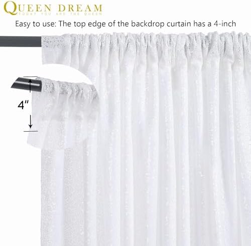 8ft x 8ft White Sequin Backdrop Curtain Sparkle Photo Backdrop - Image 5