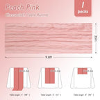 8 Pack Peach Pink Cheesecloth Table Runner 120 Inch Boho Wedding Decor - Image 2