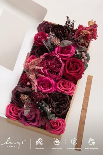 Ling's moment Artificial Pink Flowers Combo, Magenta & Hot Pink, Deluxe - Image 5