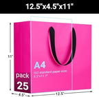 EUSOAR Birthday Gift Bag, 25pcs 12.5"x4.5"x11" Hot Pink Paper Bags with Handles Bulk, Gift Wrap Treat Thank You Shopping Wrapping Bags for Wedding Party Favors Baby Shower Bridesmaid Bridal Birthday - Image 2