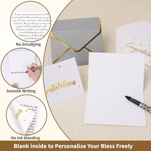 200 PCS Congratulations Cards with Envelopes, 4x6 Inch Gold Foil Lettering - Image 4