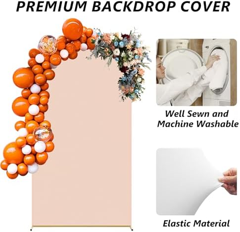 Neatsure Arch Backdrop Stand and Cover Set, 7.2FT Metal Photo Balloon Arch Backdrop Stand for Wedding Birthday Party Baby Shower Ceremony Graduation Decoration, Nude - Image 3