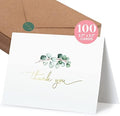 100 Heavyweight Blank Thank You Cards with Envelopes for a Personal Touch, Eucalyptus Thank You Card for Any Occasion, Wedding, Bulk Pack Card with Envelopes & Stickers (3.7 x 5.1 Inches) (100 Pack) by Durabasics