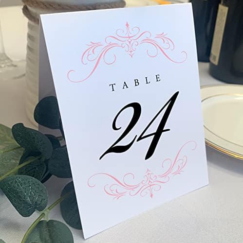 Classic Flourish Table Numbers, Pink, 1-175 by DocumentsandDesigns