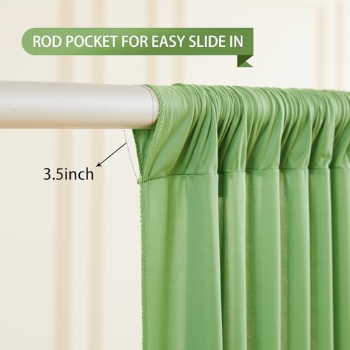 Sage Green Backdrop Curtain 8 Panels-Wrinkle-Free Green Curtains Polyester Photography Drapes for Baby Shower Birthday Party Photo Background Backdrop Stand- 32 X10FT (Sage Green) - Image 2