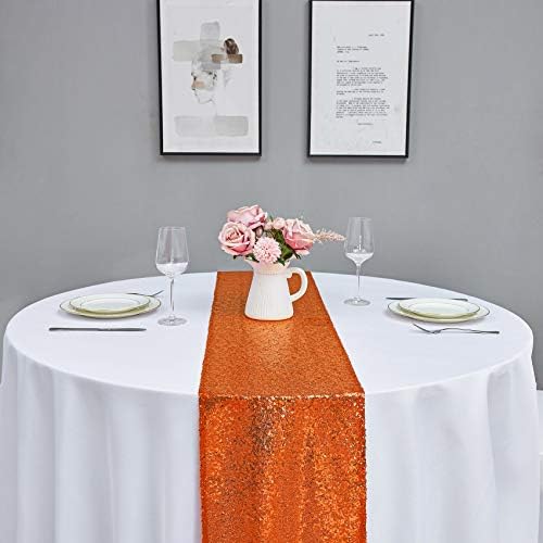 6PCS 12x108 Inch Sequin Table Runner Orange Glitter Table Runner for Party, Wedding, Bridal Baby Shower, Event Decorations（6PCS, 12x108 Inch, Orange） - Image 6