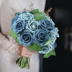 100 Pcs Artificial Rose Flowers, Blue Two Tone - Image 5