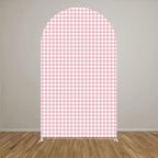Arch Backdrop Cover One Silly Goose Baby Shower Girl Pink 1st Birthday Party Decors Spandex Stretchy Arch Stand Cover Plaids Cartoon Banquet Props (6FT,Gingham) - Image 2