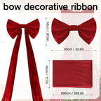 VZQI Extra Large Red Velvet Christmas Bow with Decorative Ribbon - Image 3