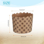 HARFINGTON 150Pcs Paper Baking Cups 6oz Brown Kraft Paper Muffins Liners Cupcake Greaseproof Disposable Bulk Wrappers for Wedding Birthday Graduation, Plaid - Image 2