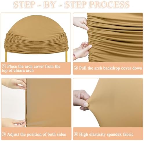 Set of 3 Wedding Arch Cover Brown Arches Backdrop Cover 6FT 5FT 4FT Spandex Backdrop Covers for Balloon Arch Stands Chiara Arched Covers Stretchy Backdrops for Baby Shower Graduation Party Decor - Image 5