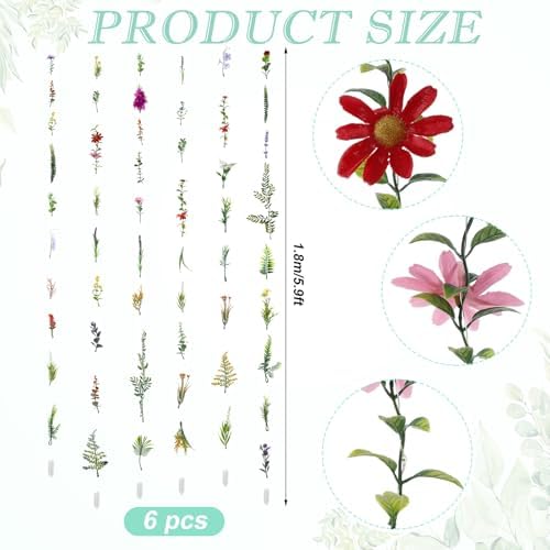 Suncalla 6 Pack 35.4ft Fake Flower LED Garland Backdrop, Fresh, Multicolor - Image 3