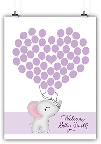 Personalized Baby Shower Guest Book Alternative Elephant Customized Poster, Print, Framed or Canvas, 50 Signatures by INKtropolis