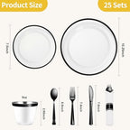 Goodluck 175 Pcs Clear Black Party Plates Cups Napkins Sets for 25 Guests - Image 4