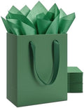 YACEYACE Green Gift Bags 20Pack, Green Gift Bags with Tissue Paper by YACEYACE