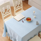 Light Blue White Gingham Tablecloth Rectangular 84"x60" by KMASANIJI