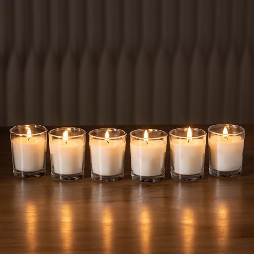 Housecret 36 Pack Warm White Unscented Clear Glass Filled Votive Candles. Hand Poured Wax Candle Ideal Gifts for Aromatherapy Spa Weddings Birthdays Holidays Party - Image 5
