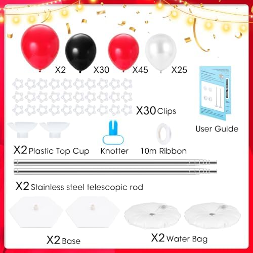 Balloon Column Stand with 102 Balloons, Balloon Column Kit Set of 2, Metal Balloon Tower Stand with Base for Floor, Height Adjustable from 1.57 to 7 Ft, For Party Decorations - Image 2