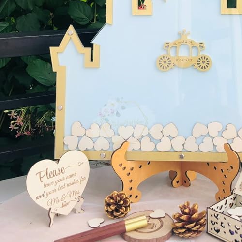 Guest Book Alternative Drop Box Frame with Wooden Hearts - Castle Wedding - Image 4