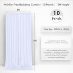 50ftx15ft White Backdrop Curtains for Wedding Party 10 Panels 5×15FT Tall - Image 4