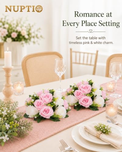 NUPTIO Pink & White Flower Balls: Artificial Rose Centerpieces for Tables - Image 6