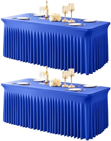 2 Packs Royal Blue Tablecloths for 6 Foot Rectangle Tables by PartyTalk