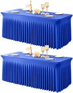 2 Packs Royal Blue Spandex Tablecloths for 8 Foot Rectangle Tables by PartyTalk