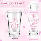 Pickmesh 100 Sets Baby Shower Party Favors for Guests 1.2 oz Acrylic Clear Shot Glasses Thank You Tag Card Organza Bag Twine for Baby Shower Gender Reveal Appreciation Theme Return Gift(Girl) - Image 2