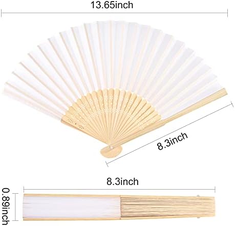 FEPITO 50 Pieces White Handheld Paper Fan - Image 2