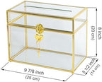 Glass Wedding Card Box with Slot and Lock, Large Clear Card Box Gold Brass Gift Card Storage Box with Lock for Wedding Receptions, Baby Shower, Birthday Party, Bridal Shower - Image 6
