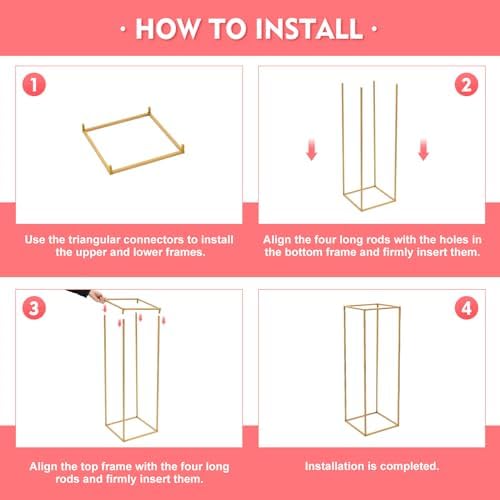 10PCS Wedding Flower Stand, Vases Rack for Birthday Party Decoration Garden Tall Flower Frame Holder for Table Centerpiece Balloon Decor Road Leads Christmas Gift-Gold - Image 4