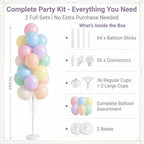 Pastel Balloon Column Kit Set of 2 With Macaron Latex Balloons Stand Included - Base,Pole,Balloon Tower Backdrop Decoration for Wedding,Baby Shower,Bridal,Graduation,Birthday,Easter Party,Bachelorette - Image 2