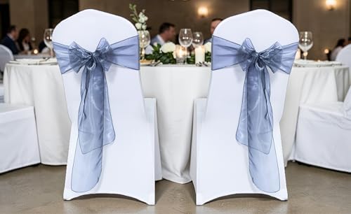 Pack of 200 Organza Chair Sashes for Wedding & Event Décor – Silver Grey - Image 2