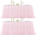 2 Panels Pink Desk Skirt for Teacher Desk 6ft Table Skirts for Rectangle Tables 6ft Spandex Curtain Table Skirt for Classroom Ruffle Fabric Tablecloth for Party Wedding Baby Shower Decorations by Tao-GePartyDecorations