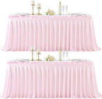 2 Panels Pink Desk Skirt for Teacher Desk 6ft Table Skirts for Rectangle Tables 6ft Spandex Curtain Table Skirt for Classroom Ruffle Fabric Tablecloth for Party Wedding Baby Shower Decorations by Tao-GePartyDecorations