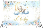 8x6FT Baby Shower Backdrop Oh Baby Sign Blue Bear Moon Star Cloud Background for Boys Girls Kids Gender Reveal Party Decorations Family Photo Booth Props - Image 5