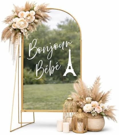 French Baby Shower Decal Bonjour Bebe Custom Mirror Backdrop Decal Eiffel Tower Theme by Unknown