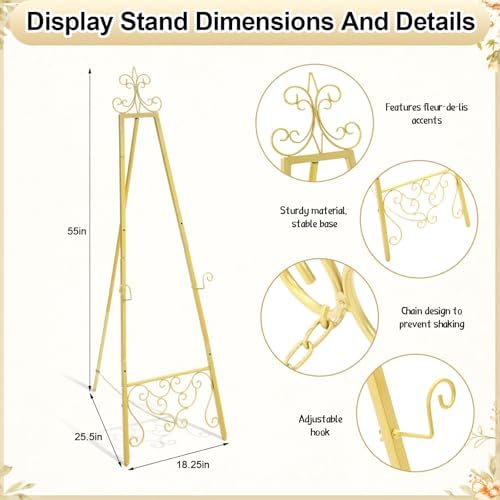 2 Pack Gold Wedding Easel Stand 57'' Display Stand, Classic - Image 2