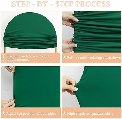 Green Wedding Arch Cover Set of 3 Arch Backdrop Covers 6FT 5FT 4FT Spandex Cover for Arched Backdrop Balloon Arches Stand Covers Stretchy Backdrops Fabric for Baby Shower Birthday Party Wall Decor - Image 5