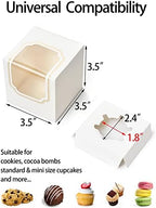 Happyhiram 100 Pack Gold Individual Cupcake Boxes with Inserts & Window - Image 3