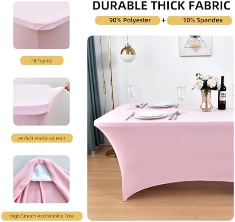 6-Pack 6ft Spandex Table Covers for Rectangle Standard Folding Tables - Wrinkle Resistant Stretch Tablecloths - Ultimate Fitted Table Protector for Parties, Trade Shows, Wedding - Image 2