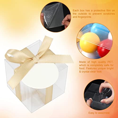 COTOPHER 60 Pcs Clear Boxes for Favors, 3x3x3 Inches Clear Gift Boxes - Image 4